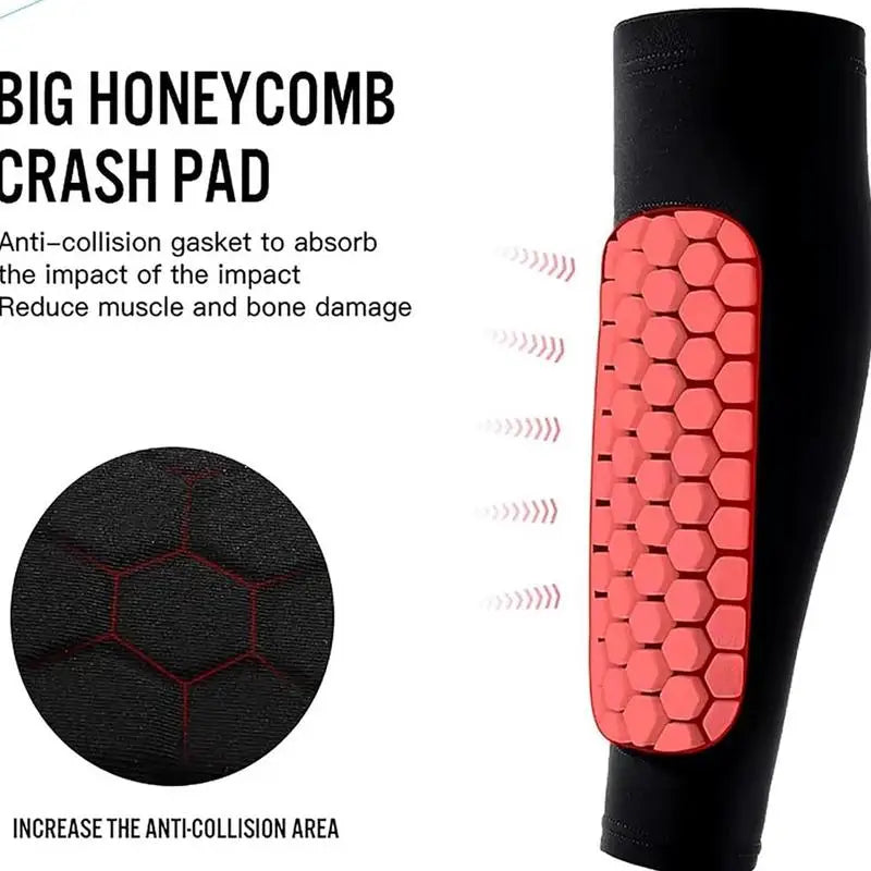 Honeycomb Compression Shin Pad Sleeves – Breathable EVA Protection for Football, Skiing & Outdoor Sports (Unisex)