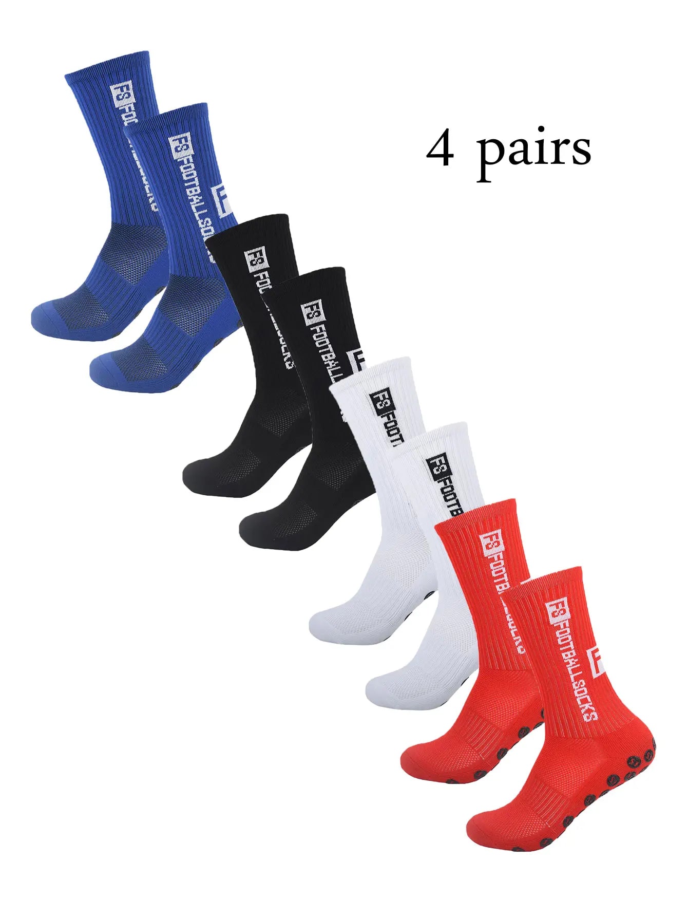 4 Pairs Grip Football Socks – Anti-Slip Performance Socks for Men & Women | Soccer, Gym & Sports Training