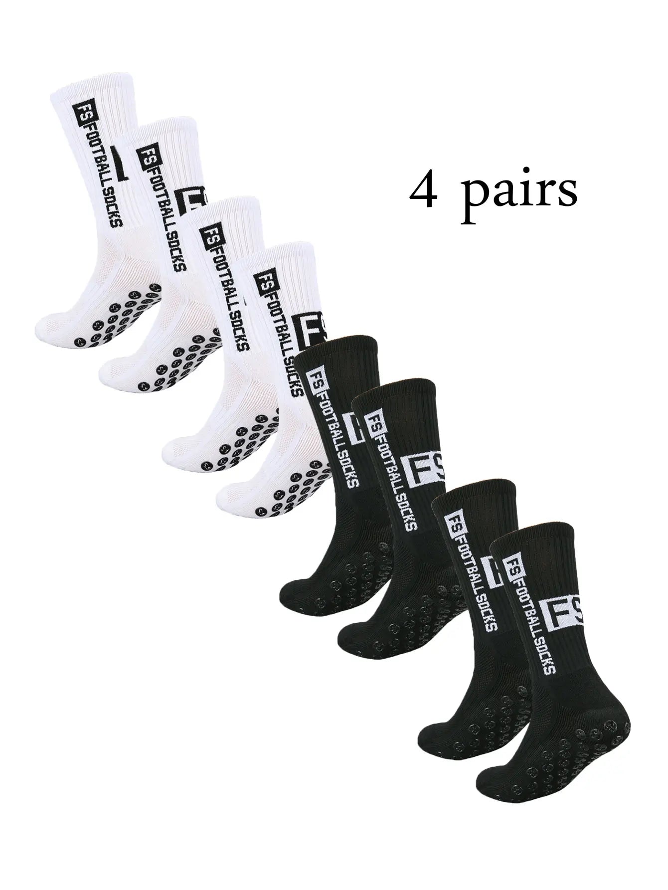 4 Pairs Grip Football Socks – Anti-Slip Performance Socks for Men & Women | Soccer, Gym & Sports Training