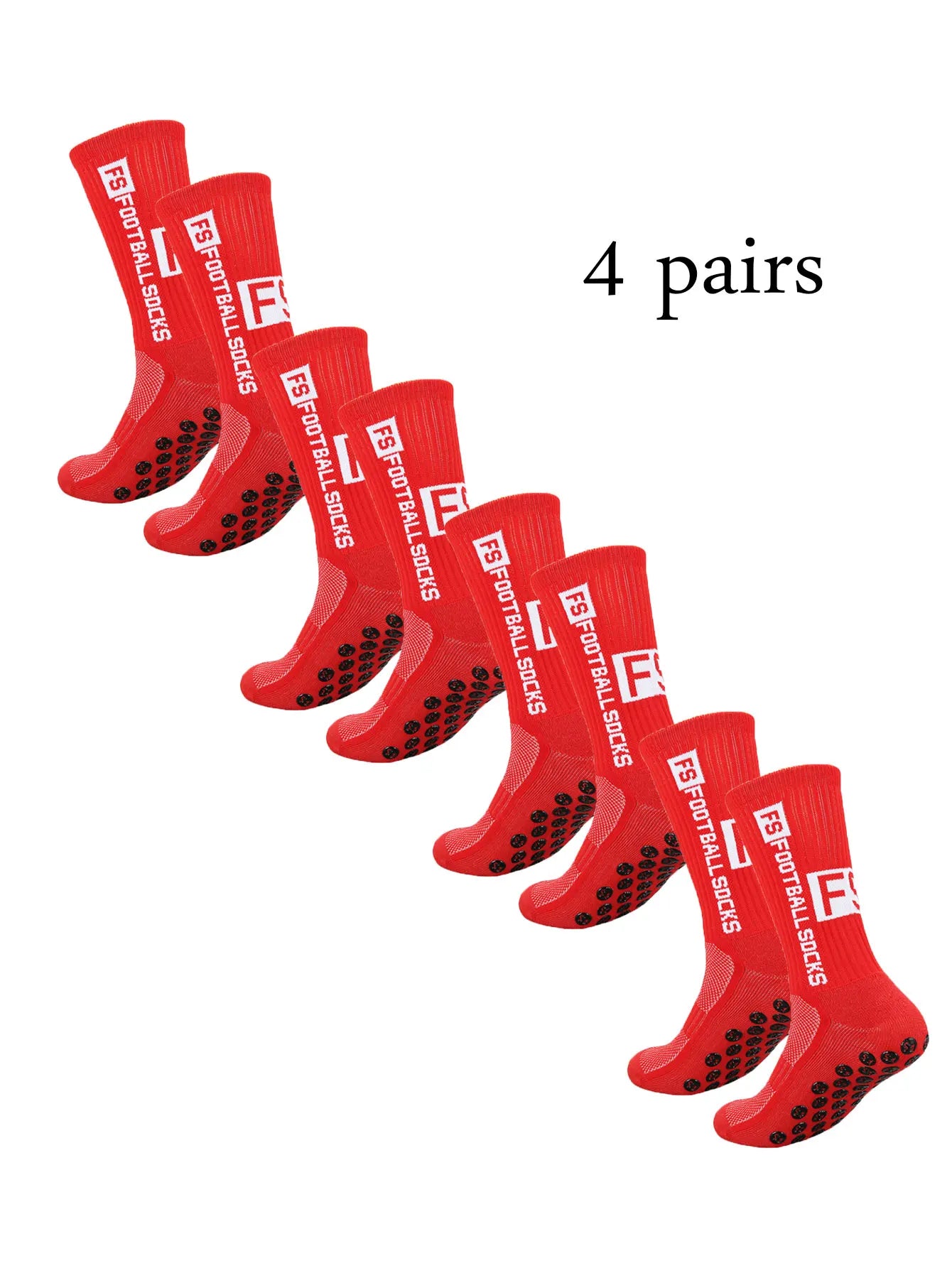 4 Pairs Grip Football Socks – Anti-Slip Performance Socks for Men & Women | Soccer, Gym & Sports Training