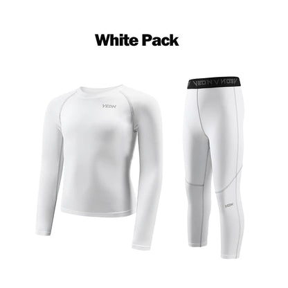 Kids Football Skins Set – Compression Base Layer Top & Leggings for Training | Youth Thermal Sports Underwear