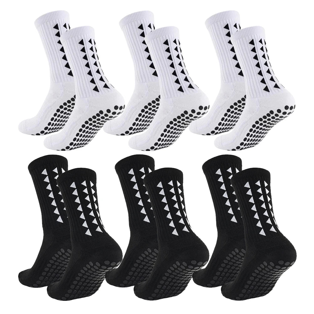 6-Pair Football Grip Socks – Anti-Slip Athletic Socks for Men & Women | Towel Bottom Sports Socks for Football, Rugby, Gym & Running