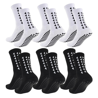 6-Pair Football Grip Socks – Anti-Slip Athletic Socks for Men & Women | Towel Bottom Sports Socks for Football, Rugby, Gym & Running