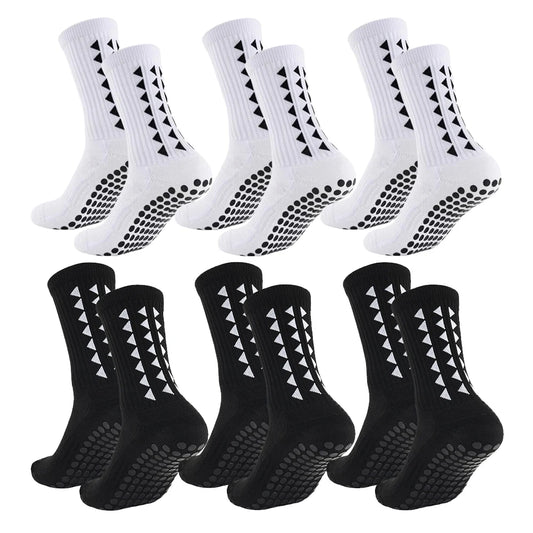 6-Pair Football Grip Socks – Anti-Slip Athletic Socks for Men & Women | Towel Bottom Sports Socks for Football, Rugby, Gym & Running
