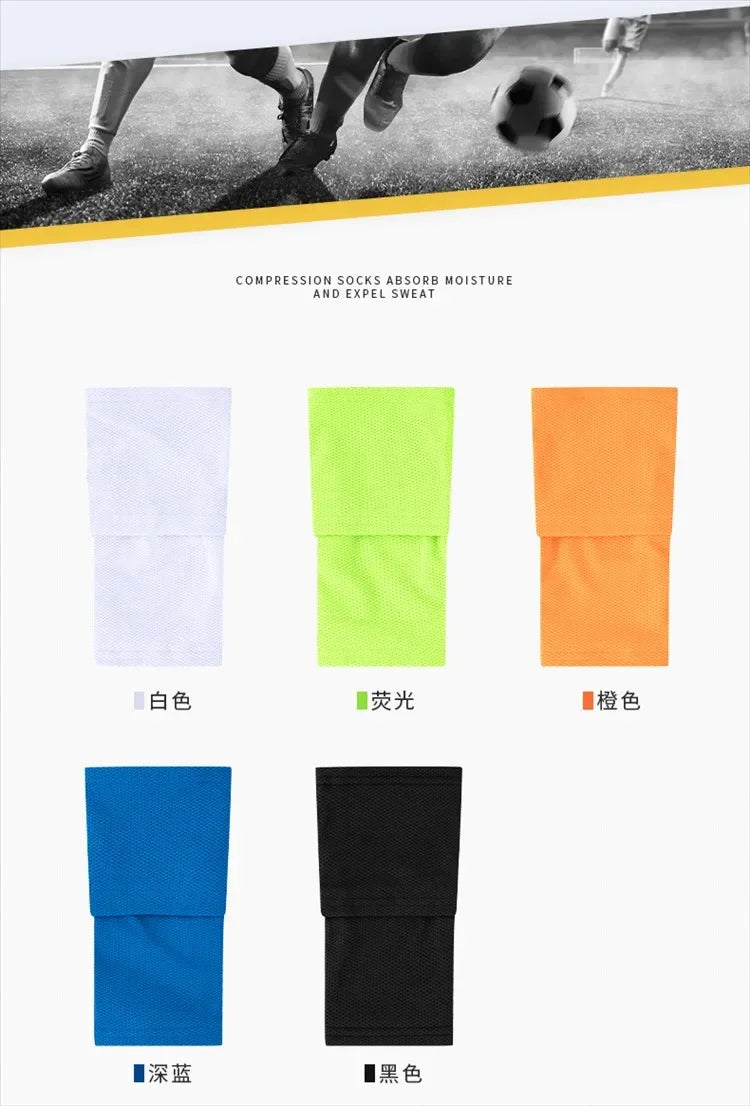 Football Equipment Adults Kids Soccer Shin Guards With Pocket Cover Calf Sleeve Non Slip Soccer Sock With Football Leg Shinguard
