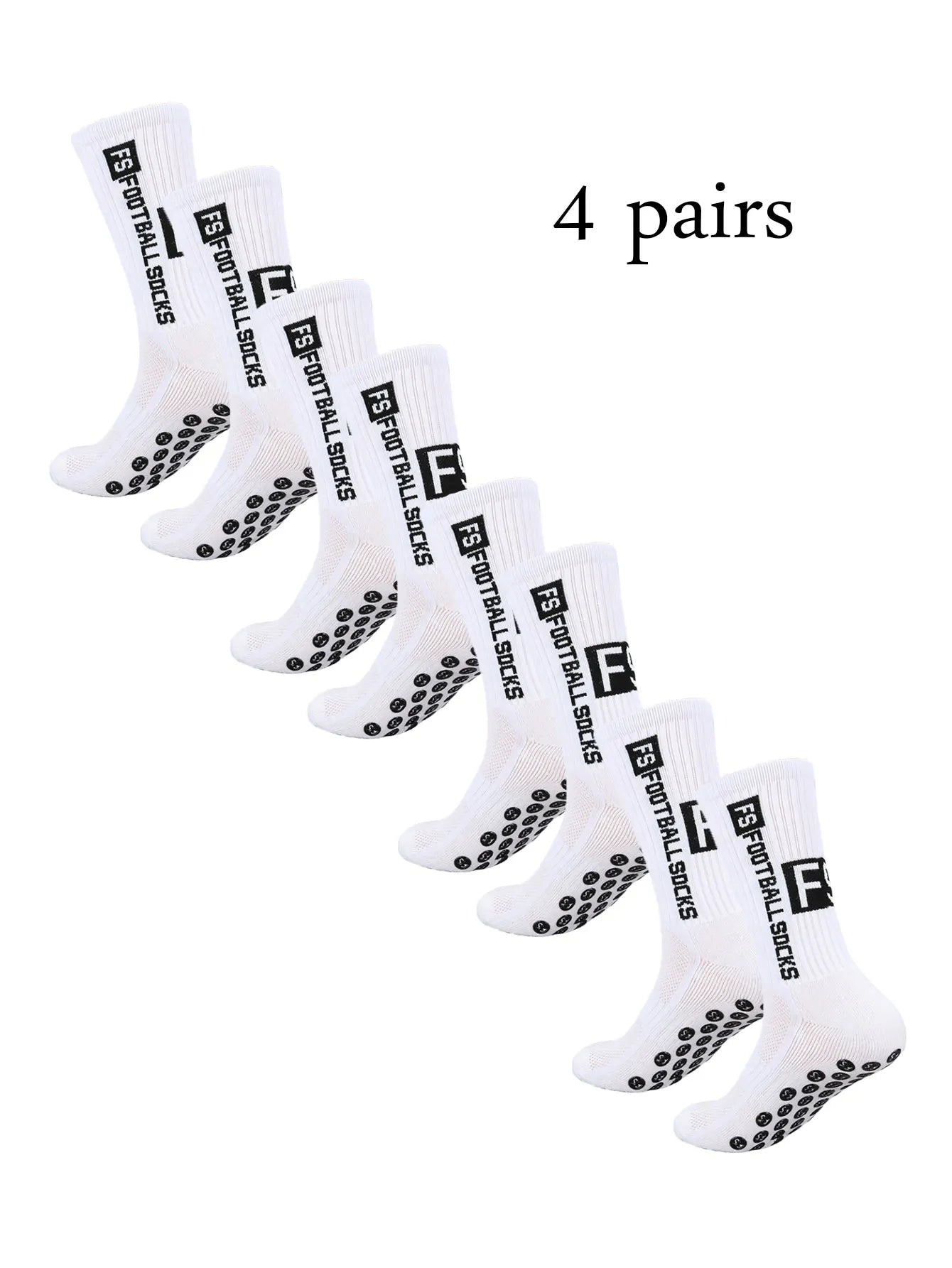 4 Pairs Grip Football Socks – Anti-Slip Performance Socks for Men & Women | Soccer, Gym & Sports Training